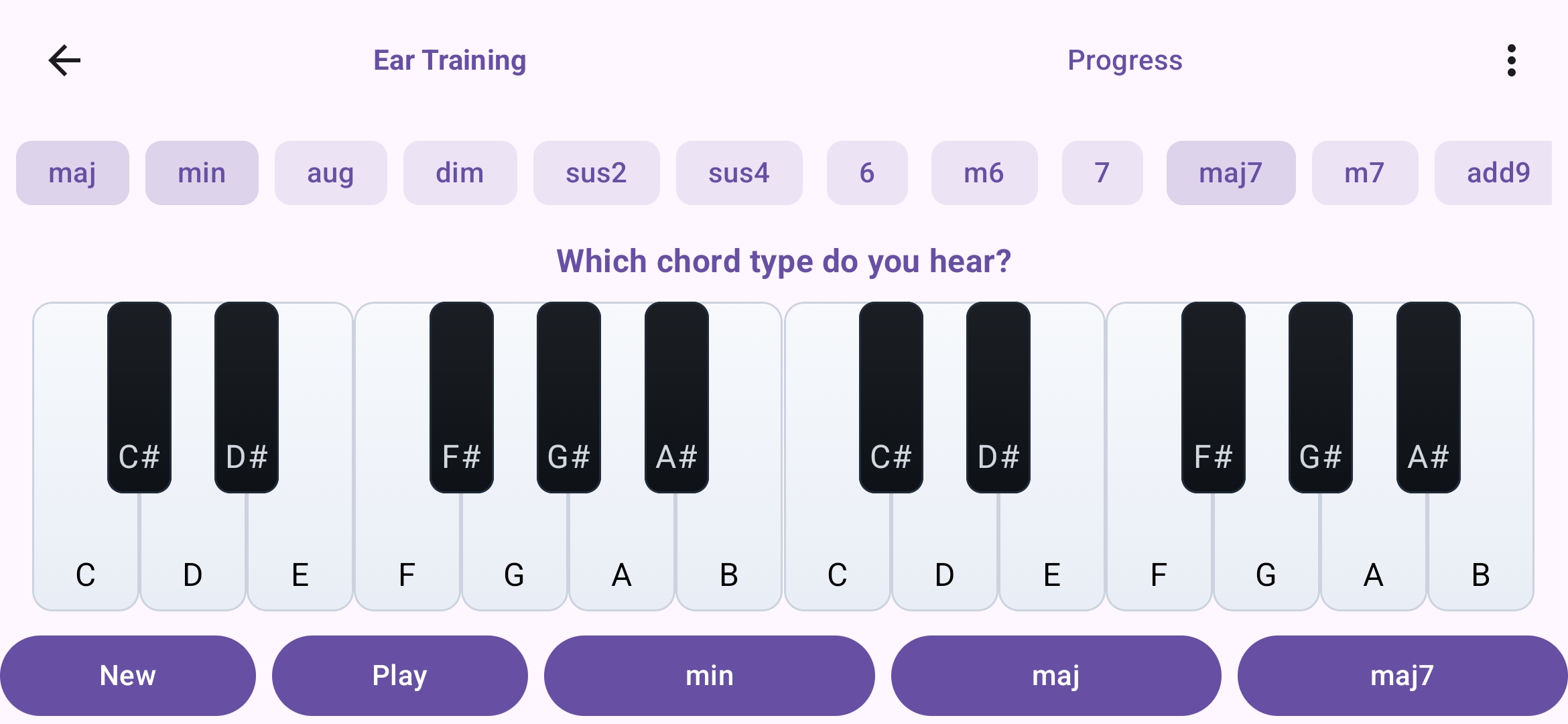 Ear training screen